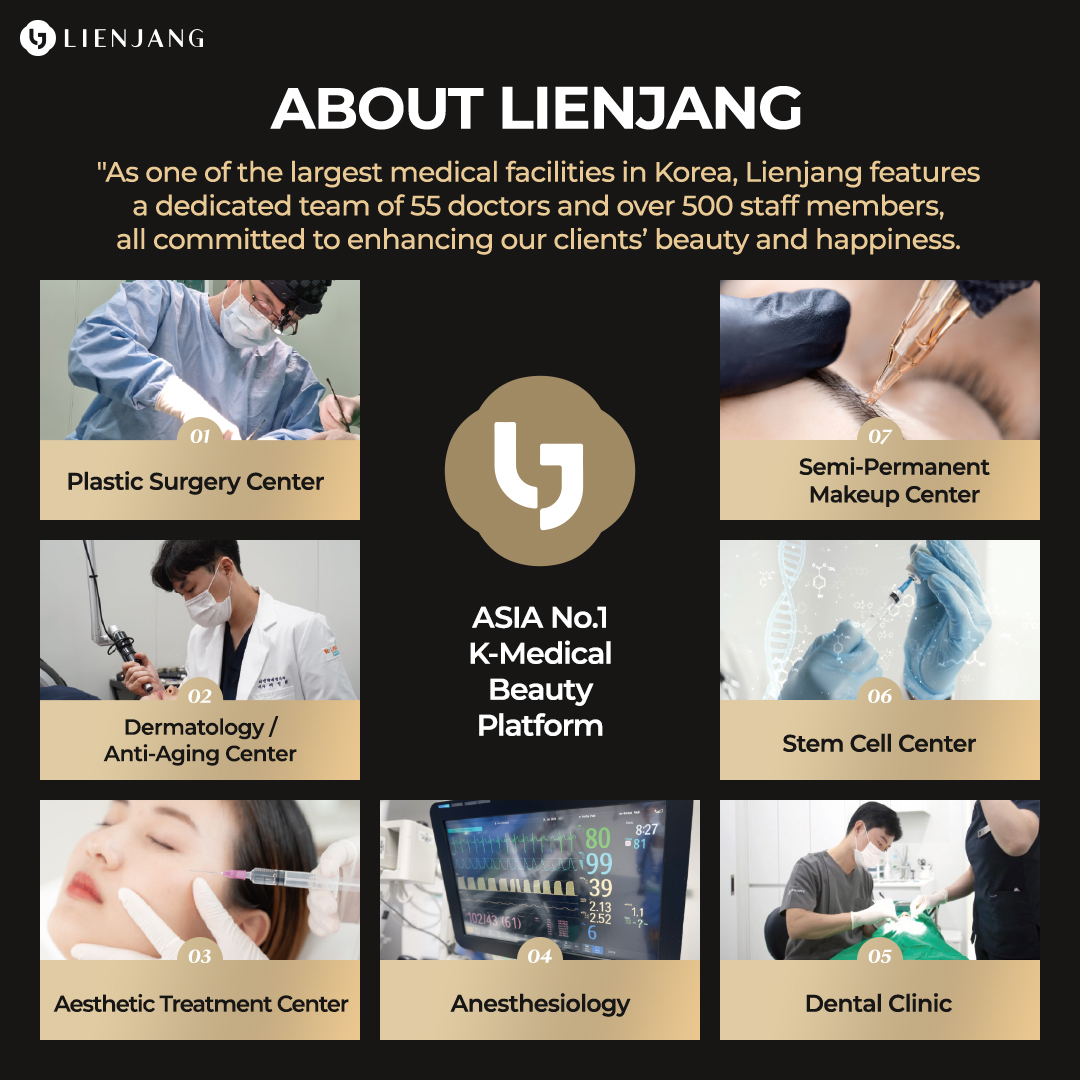 As one of the largest medical facilities in Korea, Lienjang features a dedicated team of 55 doctors and over 500 staff members, all committed to enhancing our clients' beauty and happiness.