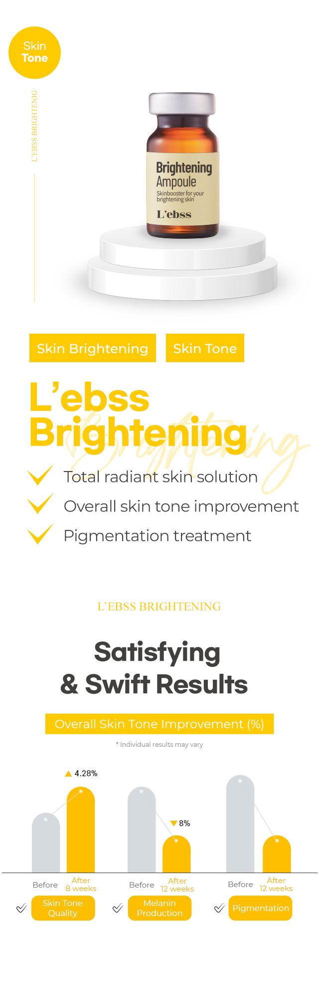 L'ebss Brightening MTS Microneedling skin booster descriptive page microneedling treatment for uneven skin tone and pigmentation in Korea