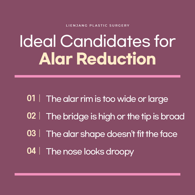 Ideal candidates for Lienjang Alar reduction, nostril reduction, or Alarplasty in Korea