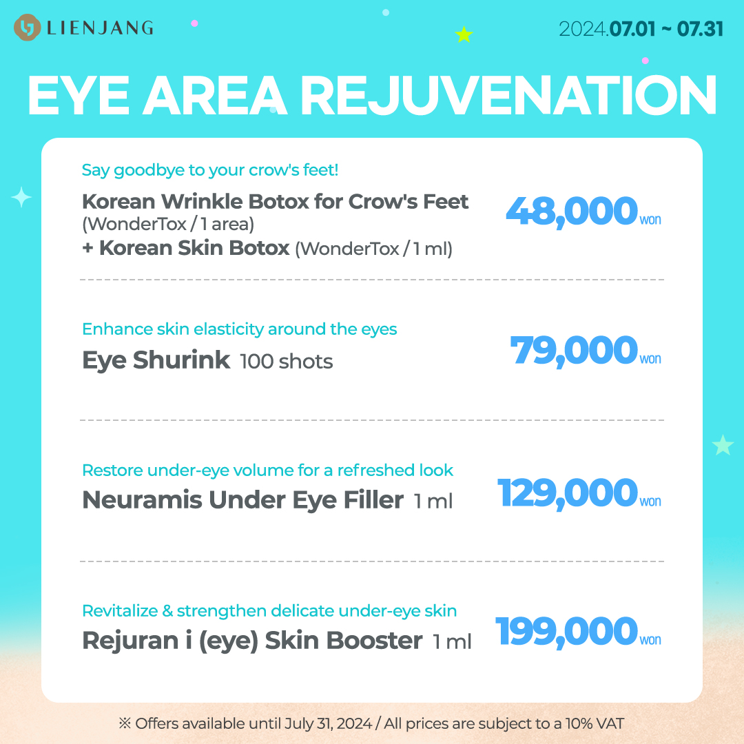 Eye Area Rejuvenation Treatments at Lienjang: Eye Shurink, Neuramis Under Eye Filler, Rejuran I Skin Booster