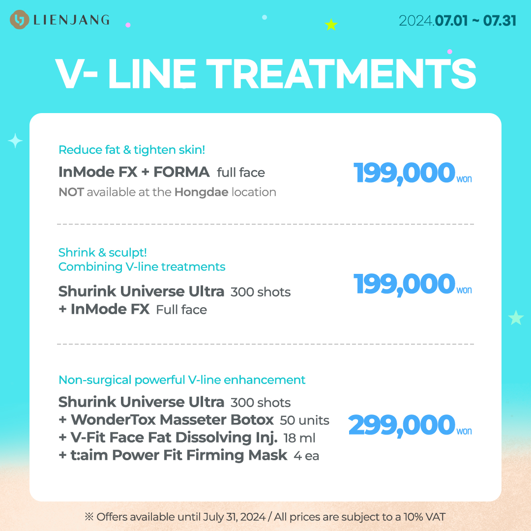 V-Line Treatments at Lienjang: Chin Filler, Fat Dissolving Injection, Shurink, and Inmode