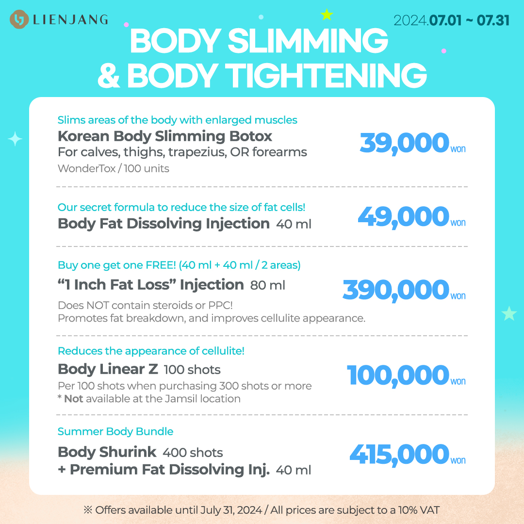 Body Slimming Treatments at Lienjang: Body Fat Dissolving Injection, Body Linear Z, Body Shurink
