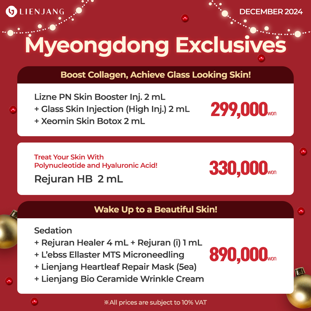 Lienjang Myeongdong has special promotions for December, 2024. Gift yourself with nice facial treatments to end the year!