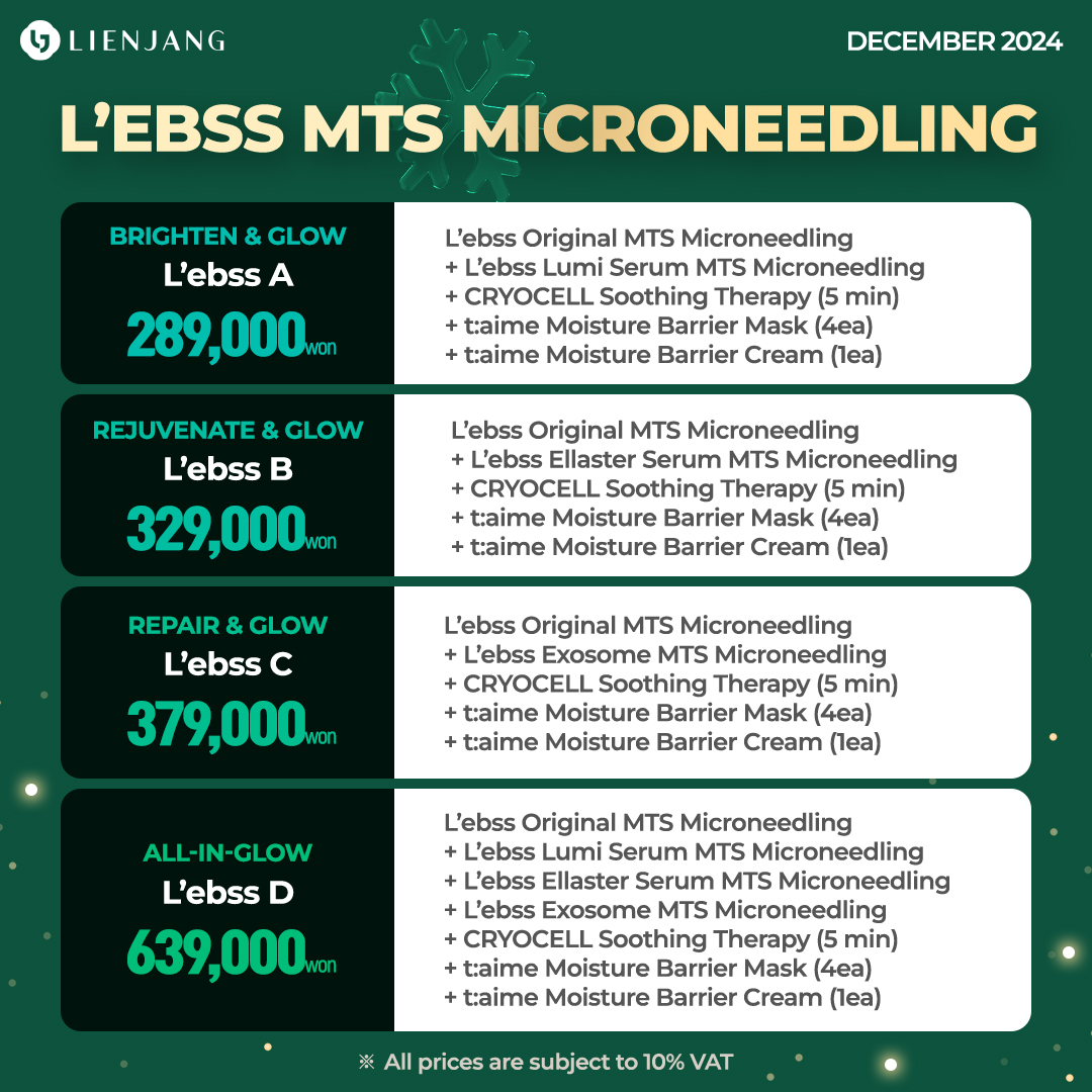 Check out the L'ebss specials at Lienjang! With MTS microneedling, the serum will reach the deeper layer of your skin to give you the glow and more!