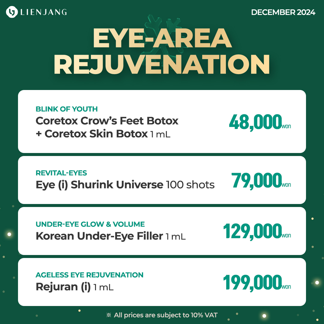 Achieve under eye glow and ageless eyes with botox, filler, and shurink! Rejuran i also helps boost collagen production and help you revital-eyes!!