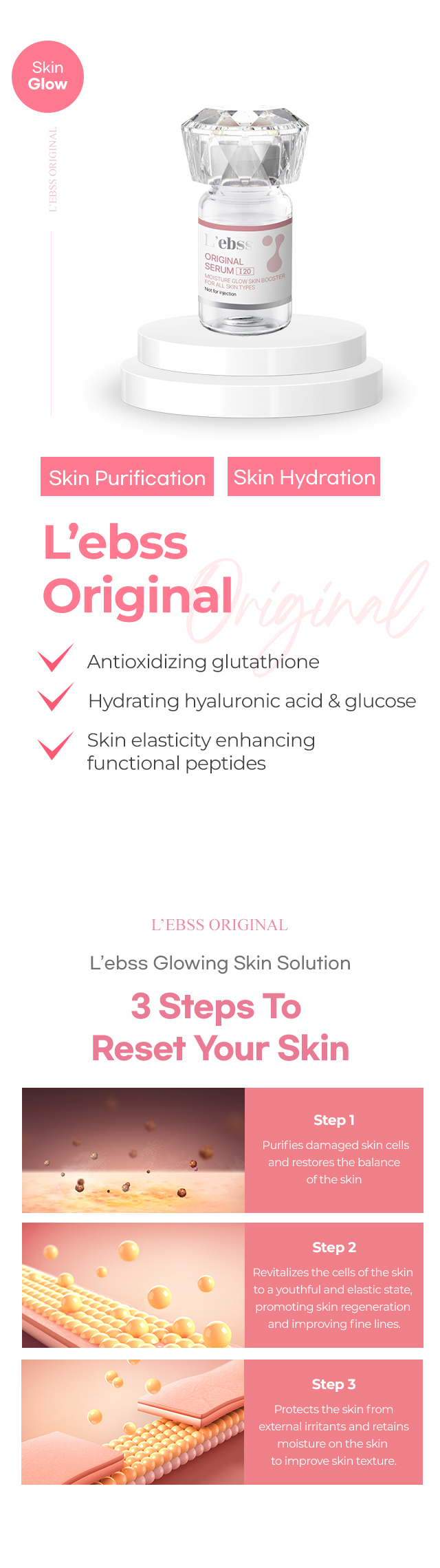 L'ebss Original MTS Microneedling skin booster descriptive page microneedling treatment for hydration, and glass skin in Korea