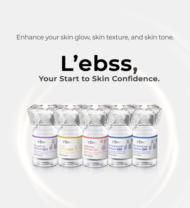 Collection of L'ebss Premium Skin Boosters performed with a microneedling device or potenza pumping