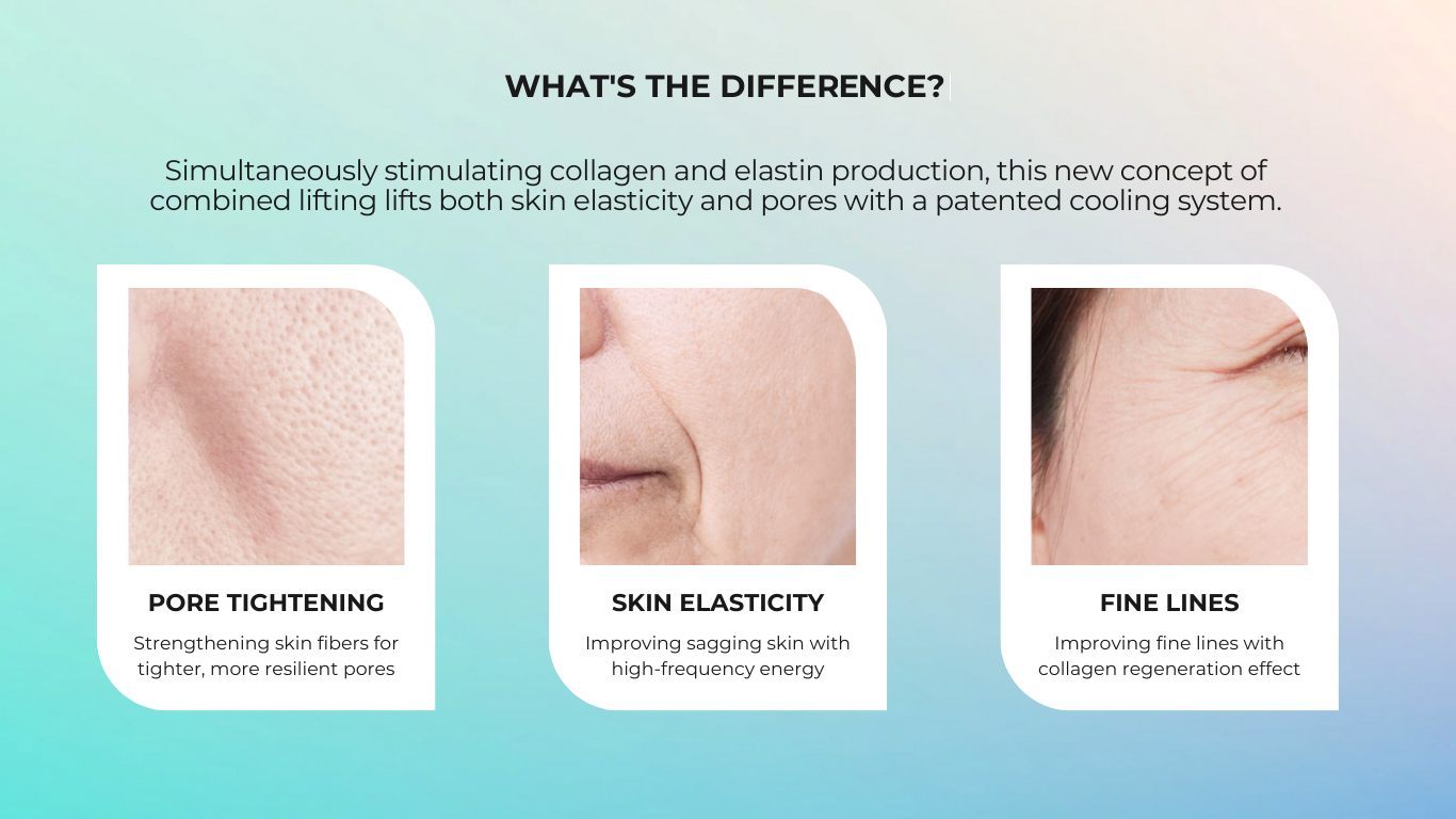 Coolfase helps with pore lifting that tightens and enhances sagging pores using 6 stage high-frequency technology. Make your skin denser, firmer.