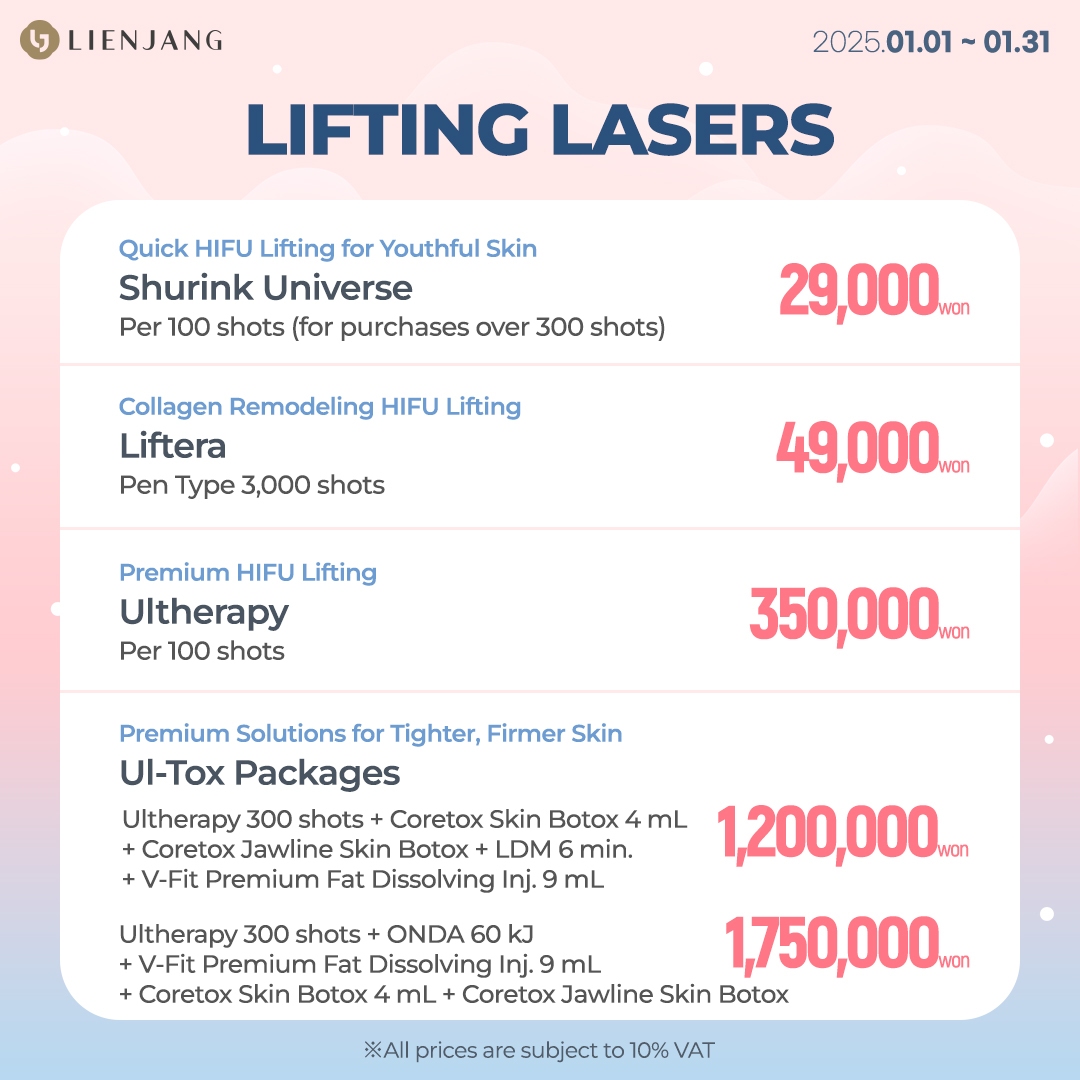 Lienjang's all time best Lifting lasers are now on promotion!