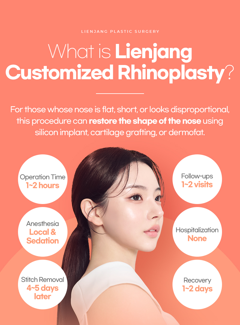 Customized rhinoplasty at Lienjang Plastic Surgery, tailored to your unique facial features for a natural and harmonious nose shape