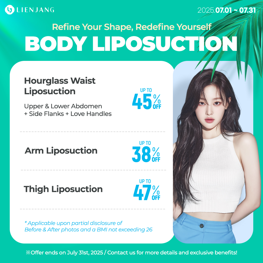 Lienjang invites you to a path to your dream body. Hourglass waist liposuction covers your upper & lower abdomen, along with side flanks and love handles. Arms and thighs are also on special promotion for liposuction!