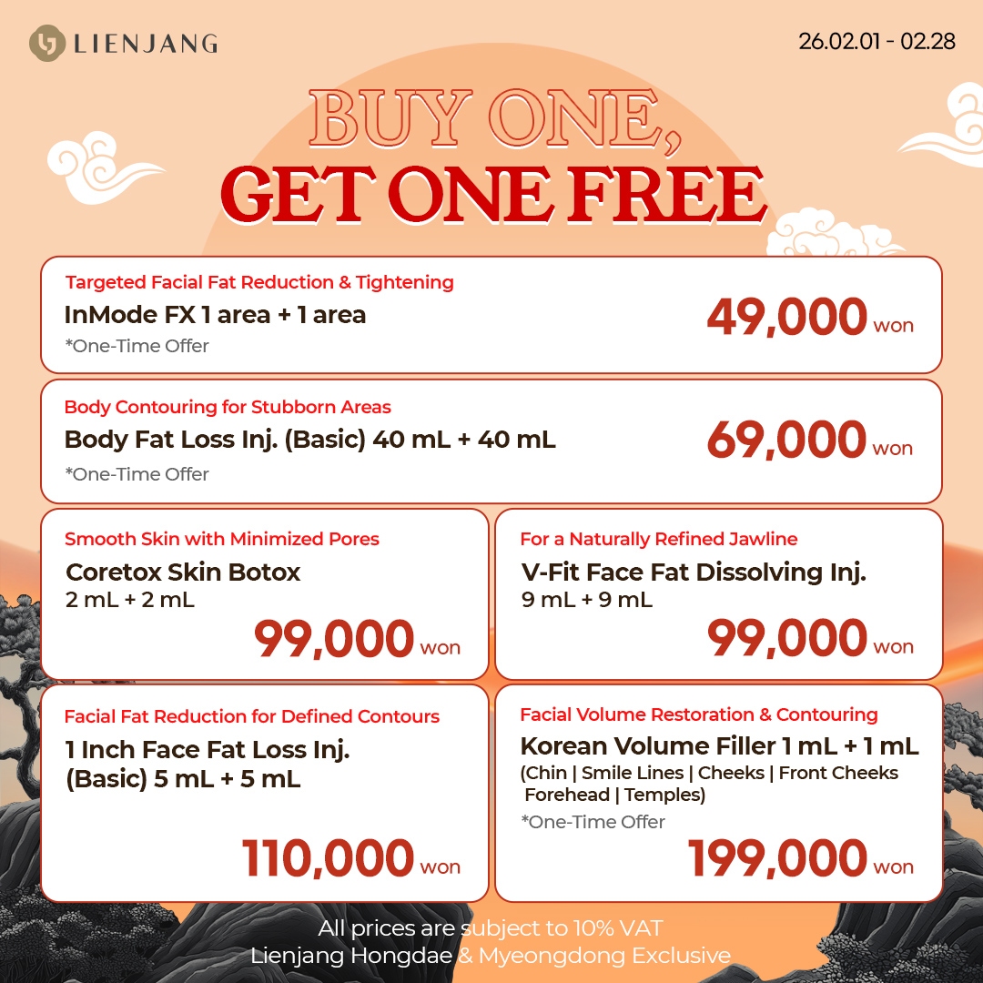 Special promotions where you buy one and get one for free! Don't miss out this amazing opportunity for a big save on Lienjang signature treatments.