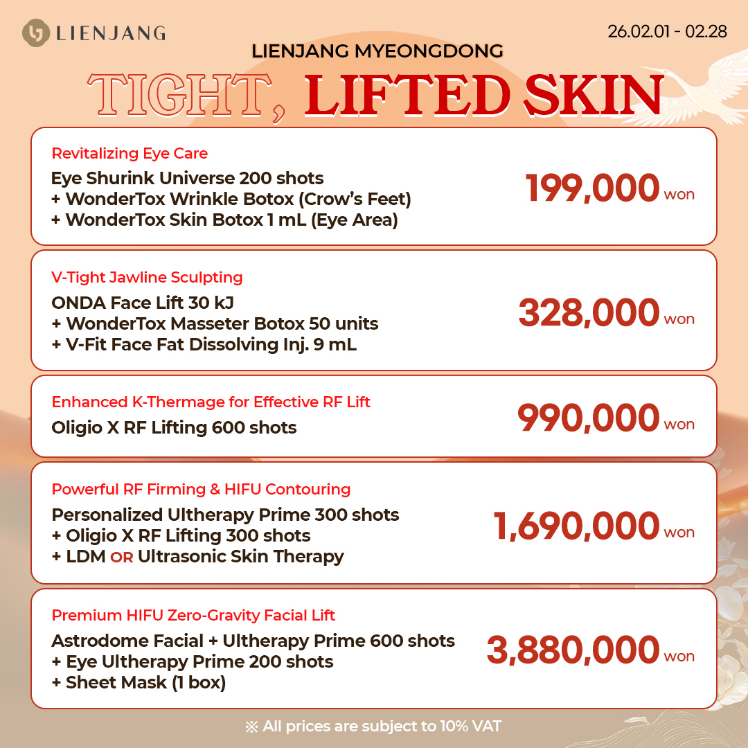 Explore Lienjang's premium lifting treatments with powerful HIFU and effective RF. Don't miss out our ONDA specials with amazing package deals!