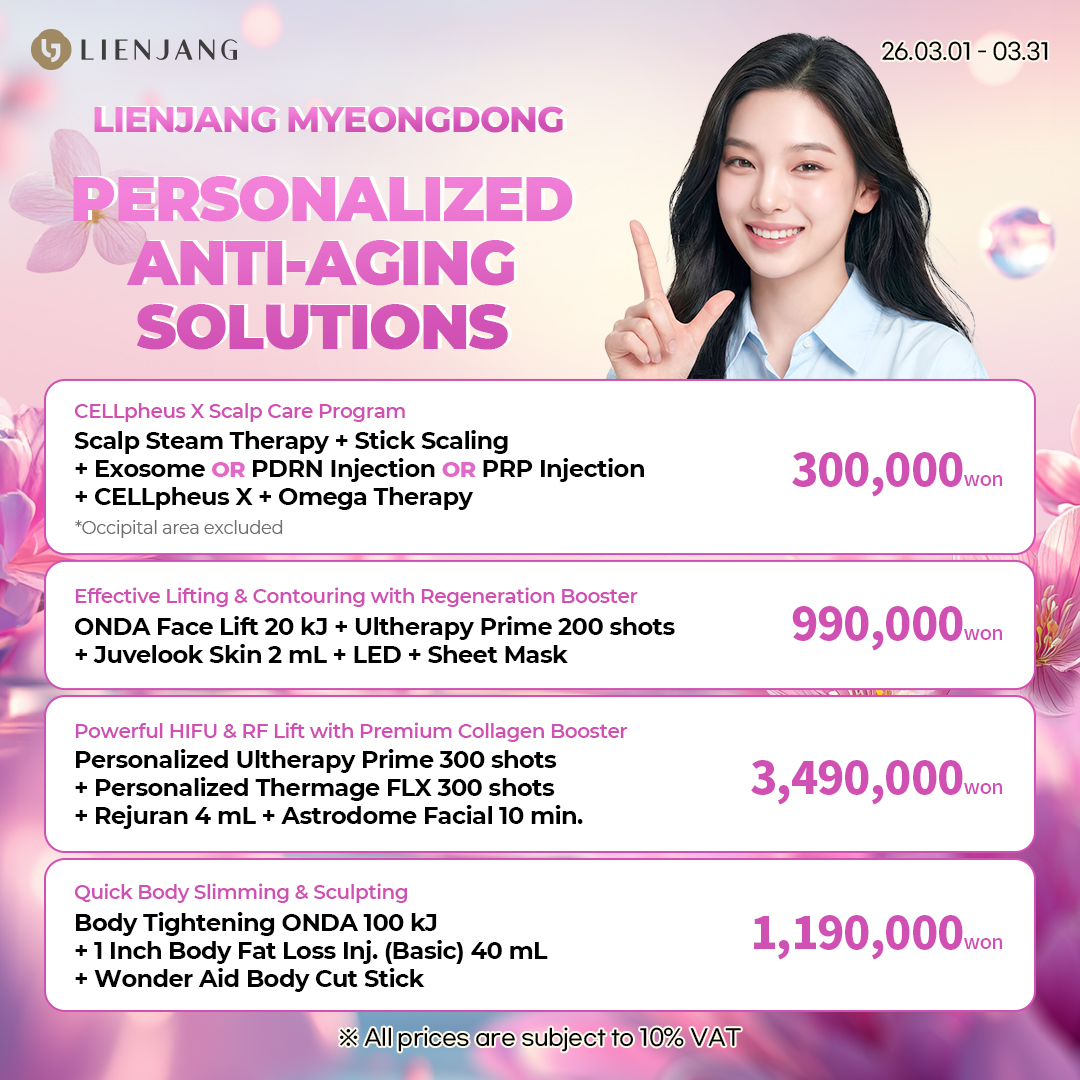 Hair loss and scalp care problems? Lienjang Myeongdong has your back! From scalp scaling to hair growth promotion and PRP, PDRN injections and microneedling, we provide various treatments for hair loss prevention!