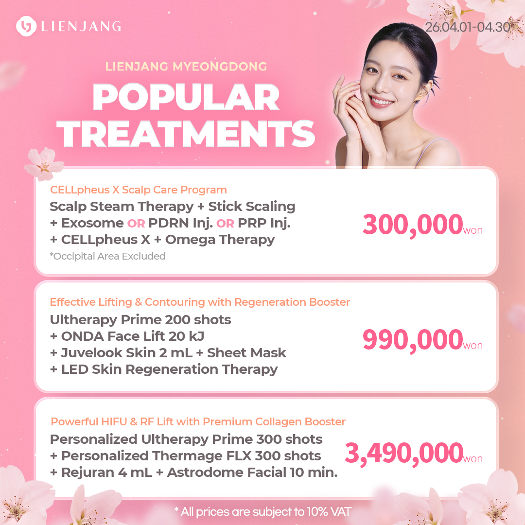 Hair loss and scalp care problems? Lienjang Myeongdong has your back! From scalp scaling to hair growth promotion and PRP, PDRN injections and microneedling, we provide various treatments for hair loss prevention!