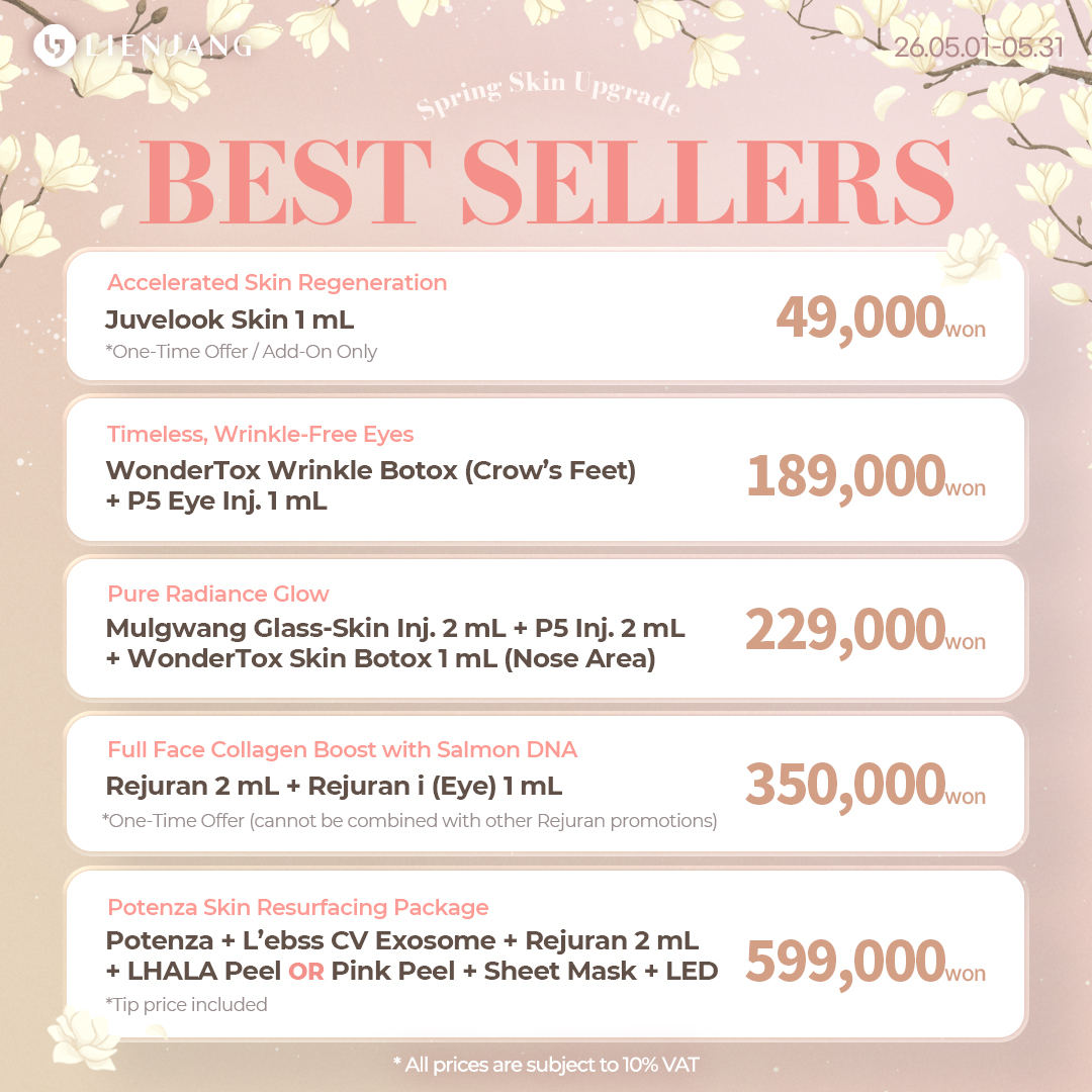 Check out Lienjang Skin Care Clinic's best selling treatments to begin your K-beauty skin care journey!
