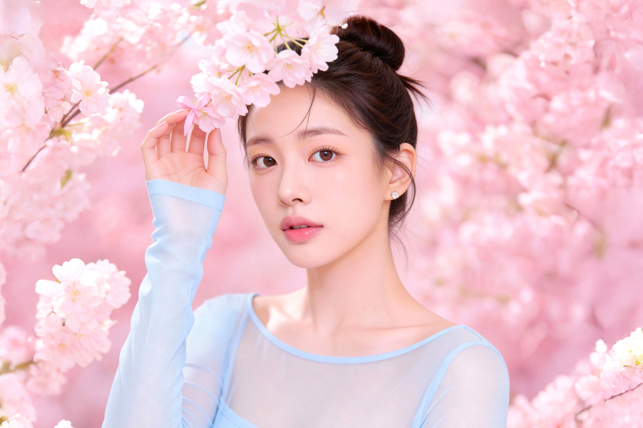 model with bright and clear skin representing korean skincare treatments
