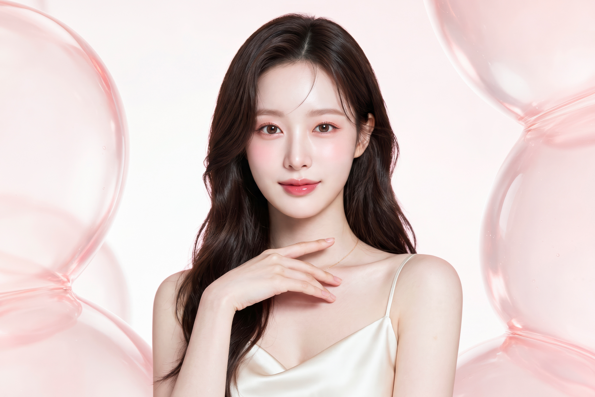 Female model with clear, healthy-looking skin