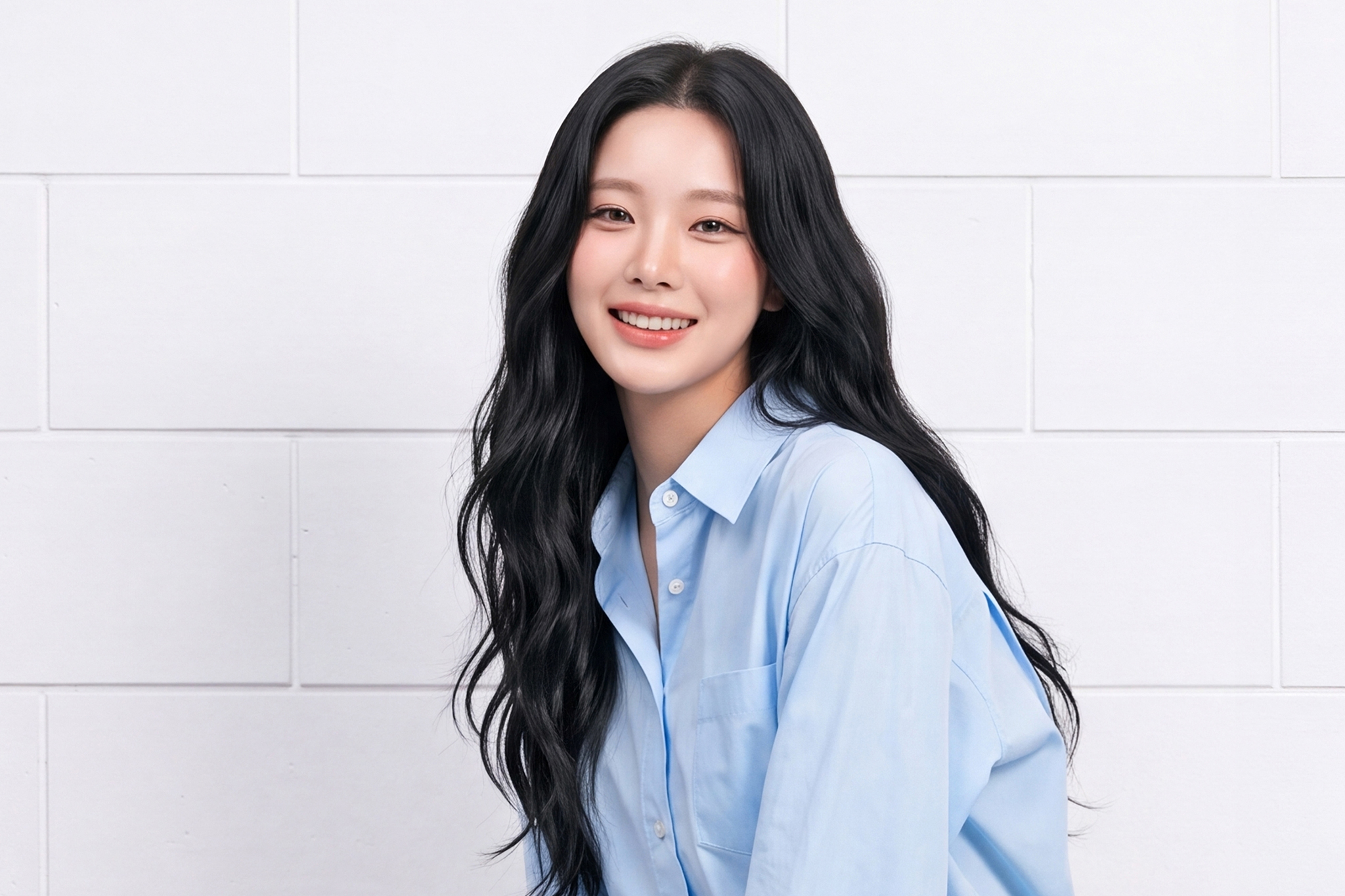 model with korean glass skin